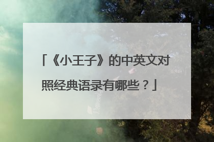 《小王子》的中英文对照经典语录有哪些？