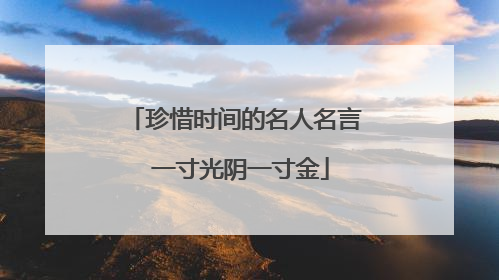 珍惜时间的名人名言 一寸光阴一寸金