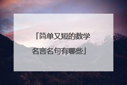 简单又短的数学名言名句有哪些