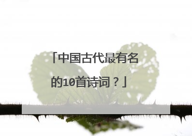 中国古代最有名的10首诗词？