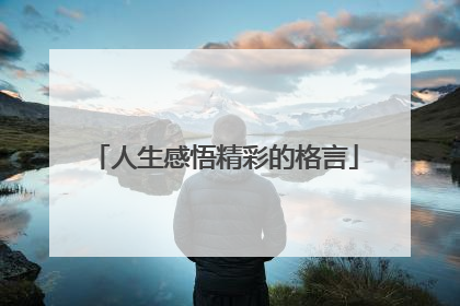 人生感悟精彩的格言