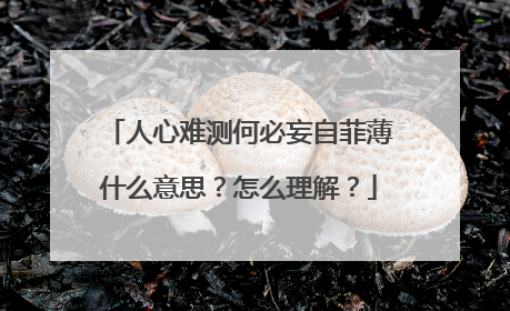 人心难测何必妄自菲薄什么意思？怎么理解？