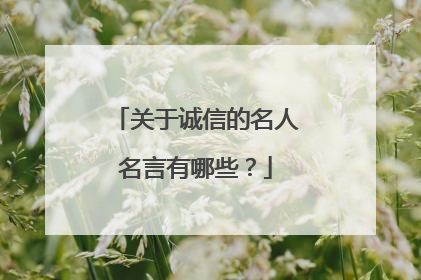 关于诚信的名人名言有哪些？