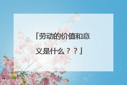 劳动的价值和意义是什么？？