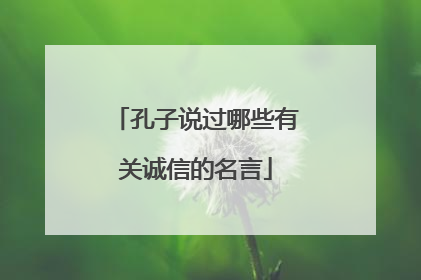 孔子说过哪些有关诚信的名言