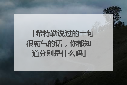 希特勒说过的十句很霸气的话，你都知道分别是什么吗