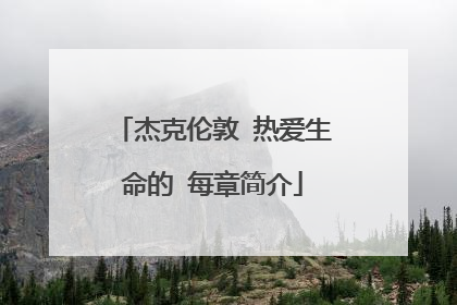 杰克伦敦 热爱生命的 每章简介