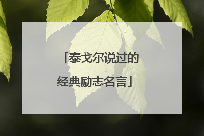 泰戈尔说过的经典励志名言