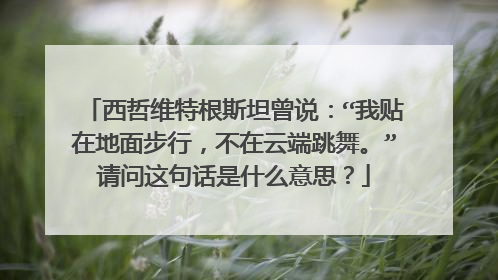 西哲维特根斯坦曾说：“我贴在地面步行，不在云端跳舞。”请问这句话是什么意思？