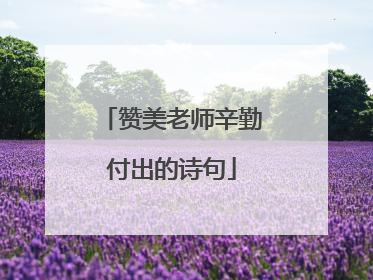 赞美老师辛勤付出的诗句