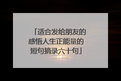 适合发给朋友的感悟人生正能量的短句摘录六十句