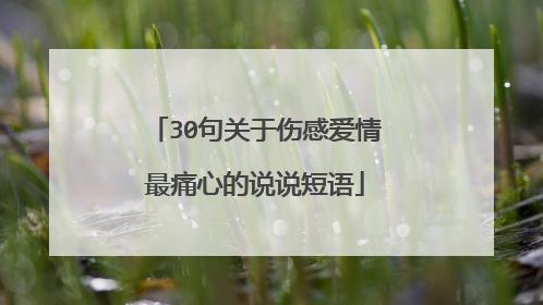 30句关于伤感爱情最痛心的说说短语