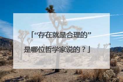 “存在就是合理的”是哪位哲学家说的？