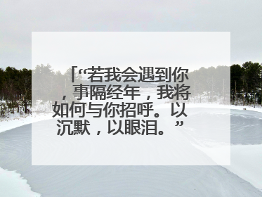 “若我会遇到你，事隔经年，我将如何与你招呼。以沉默，以眼泪。”这诗出自哪里