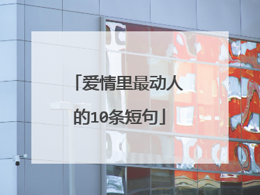 爱情里最动人的10条短句