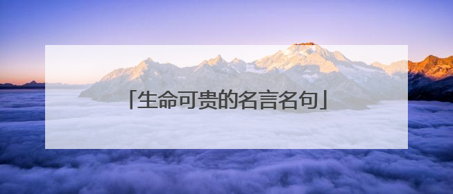 生命可贵的名言名句