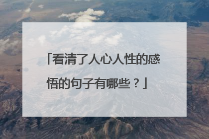 看清了人心人性的感悟的句子有哪些？