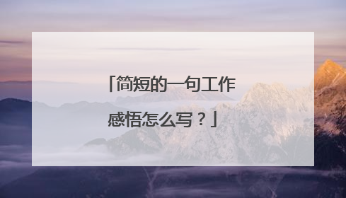 简短的一句工作感悟怎么写？