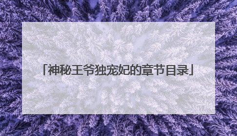 神秘王爷独宠妃的章节目录