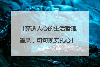 穿透人心的生活哲理语录，句句现实扎心