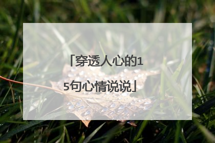 穿透人心的15句心情说说