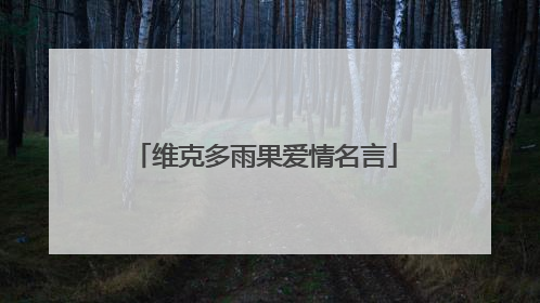 维克多雨果爱情名言