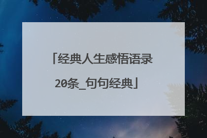 经典人生感悟语录20条_句句经典