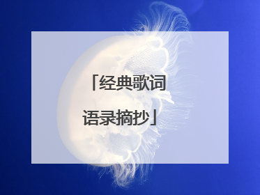 经典歌词语录摘抄