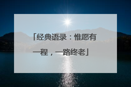 经典语录：惟愿有一程，一路终老