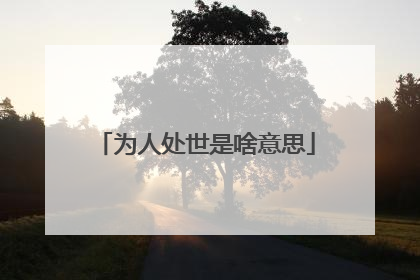 为人处世是啥意思