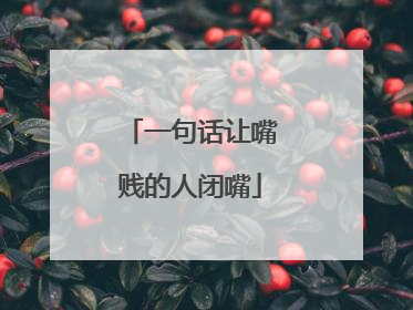 一句话让嘴贱的人闭嘴