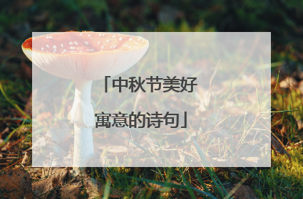 中秋节美好寓意的诗句