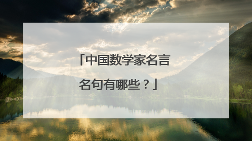 中国数学家名言名句有哪些？