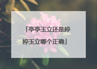 亭亭玉立还是婷婷玉立哪个正确