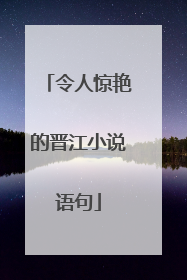 令人惊艳的晋江小说语句