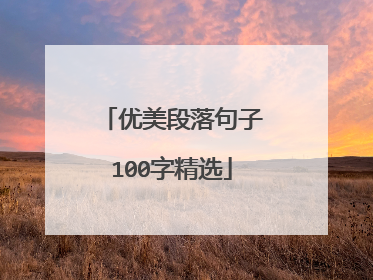 优美段落句子100字精选