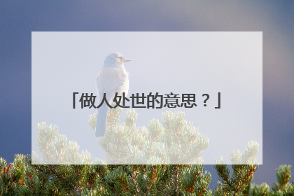 做人处世的意思？