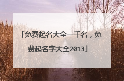 免费起名大全一千名，免费起名字大全2013