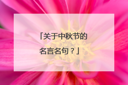 关于中秋节的名言名句？