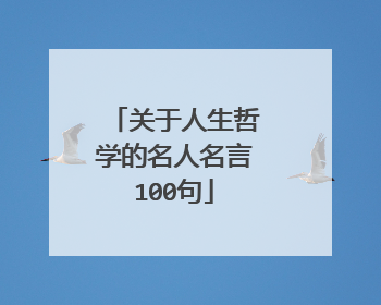 关于人生哲学的名人名言100句