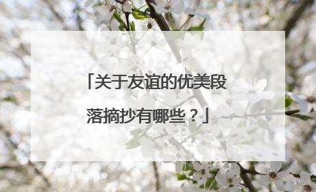 关于友谊的优美段落摘抄有哪些？