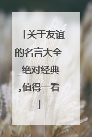 关于友谊的名言大全_绝对经典,值得一看