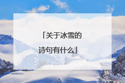 关于冰雪的诗句有什么