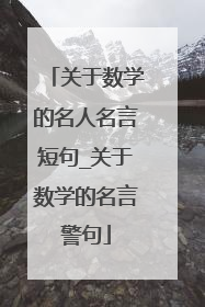 关于数学的名人名言短句_关于数学的名言警句