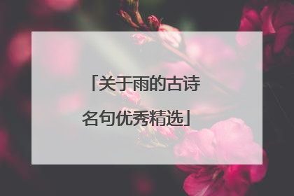 关于雨的古诗名句优秀精选