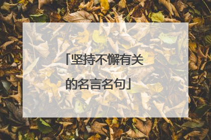 坚持不懈有关的名言名句