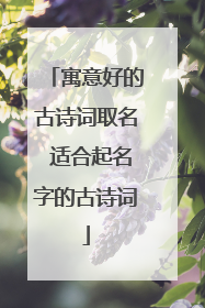 寓意好的古诗词取名 适合起名字的古诗词