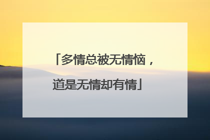 多情总被无情恼，道是无情却有情