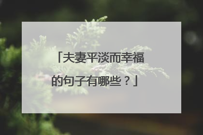 夫妻平淡而幸福的句子有哪些？