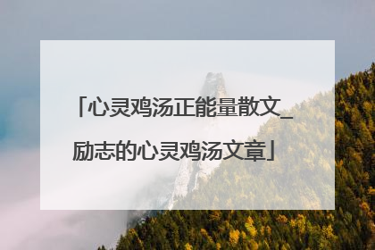 心灵鸡汤正能量散文_励志的心灵鸡汤文章